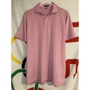 Peter Millar Crown Crafted Golf Polo Shirt Medium Pink Striped Stretch